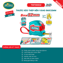 Thước kéo thép nền vàng 8mx32mm - TMT80832
