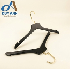 Móc Áo Gỗ Nữ - Đen Bằng - Đầu Mạ Vàng