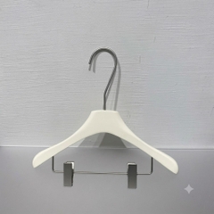 Móc Áo Gỗ Trẻ Em - Trắng Đục 3cm - Đầu Móc Crom Bạc