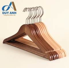 Móc Áo Gỗ Nam Nữ 44cm Cao Cấp Có Thanh Ngang - Giữ Form Quần Áo, Chắc Chắn