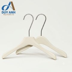 Móc Áo Gỗ Trẻ Em - Trắng Đục 3cm - Đầu Móc Crom Bạc