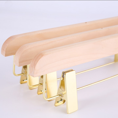 Kẹp Quần Gỗ Mộc Cao Cấp - Kẹp Ngang Mạ Vàng