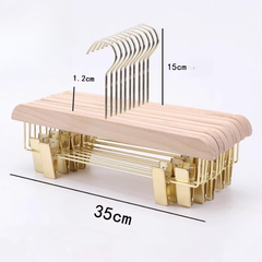 Kẹp Quần Gỗ Mộc Cao Cấp - Kẹp Ngang Mạ Vàng