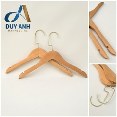 Móc Áo Gỗ Nữ - Vàng Tròn - Đầu Mạ Vàng