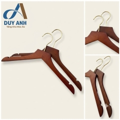 Móc Áo Gỗ Nữ - Nâu Bằng - Đầu Mạ Crom