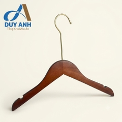 Móc Áo Gỗ Trẻ Em - Nâu Tròn - Đầu Mạ Vàng