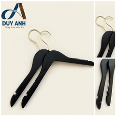 Móc Áo Gỗ Nữ - Đen Tròn - Đầu Mạ Vàng