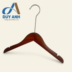 Móc Áo Gỗ Trẻ Em - Nâu Tròn - Đầu Mạ Crom ạc
