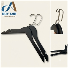 Móc Áo Gỗ Nữ - Đen Tròn - Đầu Mạ Crom Bạc