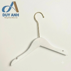 Móc Áo Gỗ Trẻ Em - Trắng Tròn - Đầu Mạ Vàng