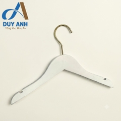 Móc Áo Gỗ Trẻ Em - Trắng Tròn - Đầu Mạ Vàng