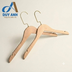 Móc Áo Gỗ Nữ - Mộc Tròn - Đầu Mạ Vàng