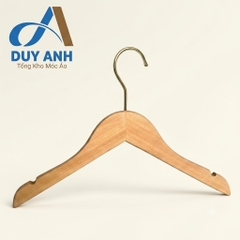 Móc Áo Gỗ Trẻ Em - Mộc Tròn - Đầu Mạ Vàng