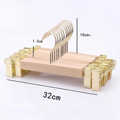 Kẹp Quần Gỗ Mộc Cao Cấp - Kẹp Mạ Vàng