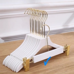 Kẹp Quần Gỗ Trắng Cao Cấp - Kẹp Mạ Vàng