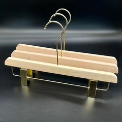 Kẹp Quần Gỗ Mộc Cao Cấp - Kẹp Ngang Mạ Vàng