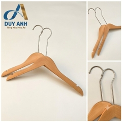 Móc Áo Gỗ Nữ - Vàng Tròn - Đầu Mạ Crom Bạc