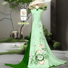 Tây Đô - Vải May Áo Dài Cao Cấp, Vải Gấm Hoa Mai In 3D Hoạ Tiết Nhẹ Nhàn Thanh Lịch