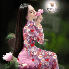 Vải Áo Dài Tây Đô - Vải May Áo Dài Họa Tiết Hoa Đều, In 3D Trên Nền Lụa Hồng Anh Cao Cấp
