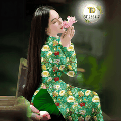 Vải Áo Dài Tây Đô - Vải May Áo Dài Họa Tiết Hoa Đều, In 3D Trên Nền Lụa Hồng Anh Cao Cấp