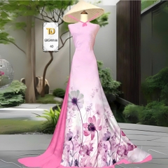 Tây Đô - Vải May Áo Dài Hoạ Tiết Nhẹ Nhàn Lịch, Chất Liệu vải Gấm Hoa mai