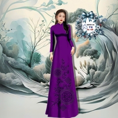 VẢI ÁO DÀI TÂY ĐÔ – LỤA TÔ CHÂU IN 4D HỌA TIẾT CHỮ THỌ VÀ LÁ TRÚC