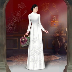 Tây Đô - Vải May Áo Dài Lụa Tô Châu In 4D Họa Tiết Hoa Sen Mới Nhất