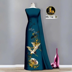 Tây Đô - Vải May Áo Dài Mới Nhất In 3D Chất Liệu Lụa Hồng Anh Hoạ Tiết Chim Hạt, Lá Trúc và Hoa Mai