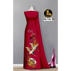 Tây Đô - Vải May Áo Dài Mới Nhất In 3D Chất Liệu Lụa Hồng Anh Hoạ Tiết Chim Hạt, Lá Trúc và Hoa Mai