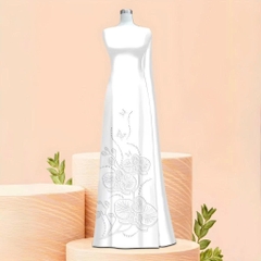 TÂY ĐÔ - VẢI MAY ÁO DÀI LỤA TÔ CHÂU IN 4D HỌA TIẾT HOA LAN DƯỚI TÀ