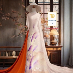 Tây Đô – Vải May Áo Dài Gấm Hoa Mai In 3D Họa Tiết Cỏ Bông Lau Phối Màu Nhẹ Nhàng