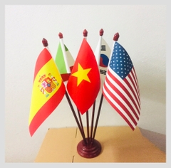 Cờ để bàn - 5 Nước - Đế Gỗ - Cờ tùy chọn