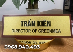 Biển Chức Danh Khối Tam Giác Gỗ Đồng 01 Mặt 10x30cm