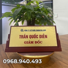 Biển Chức Danh Tam Giác Gỗ Đồng 01 Mặt 12x25cm