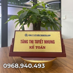 Biển Chức Danh Tam Giác Gỗ Đồng 01 Mặt 12x25cm