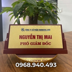 Biển Chức Danh Tam Giác Gỗ Đồng 01 Mặt 12x25cm