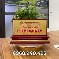 Biển Chức Danh Tam Cấp Gỗ Đồng 02 Mặt 12.5x25cm