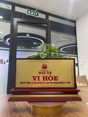 Biển Chức Danh Tam Cấp Gỗ Đồng 02 Mặt 15x30cm Gắn Sao Nổi