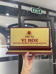 Biển Chức Danh Tam Cấp Gỗ Đồng 02 Mặt 15x30cm Gắn Sao Nổi