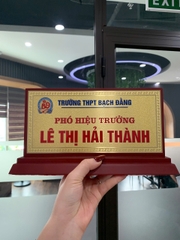 Biển Chức Danh Nhị Cấp Gỗ Đồng 02 Mặt 12.5x25cm