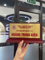 Biển Chức Danh Nhị Cấp Gỗ Đồng 02 Mặt 12.5x25cm