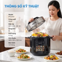 Nồi áp suất điện KALITE KPC6001, Hầm nhanh mềm nhừ, 12 chế độ nấu tự động