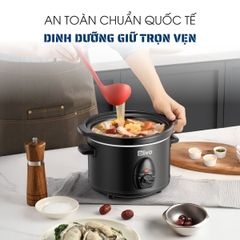 Nồi Nấu Chậm OLIVO SC30 - 3 Mức Nhiệt Cài Sẵn - Điều Khiển Núm Xoay - Lòng Gốm Tráng Men - Nắp Kính Cường Lực - Dung tích 3L