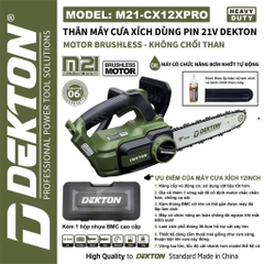 Thân máy cưa xích dùng pin 21V Dekton M21-CX12XPRO