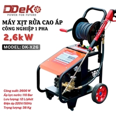 Máy rửa xe công nghiệp 2.6Kw DDeko DK-X26 (xe đẩy & rulo cuôn dây)