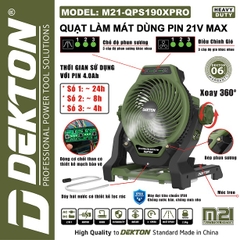 Quạt Dùng Pin 21V 7.5m/s Dekton M21-QPS190XPRO