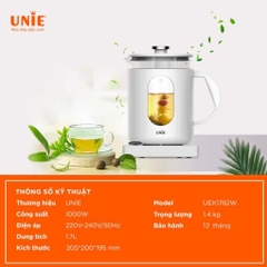 Ấm siêu tốc cao cấp 6 chức năng UNIE UEK1782W – Hẹn giờ, tùy chỉnh nhiệt độ nước
