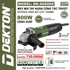 Máy mài tay ngắn công tắc trượt Dekton DK-AG800X 800W đường kính đá cắt 100mm