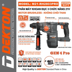 Thân máy khoan đục 3 chức năng dùng pin 21V Dekton M21-RH2803PRO