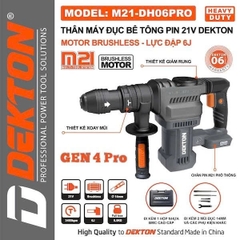 Thân Máy đục Bê Tông Dùng Pin 21V Dekton M21-DH06PRO, Lực đập 6J